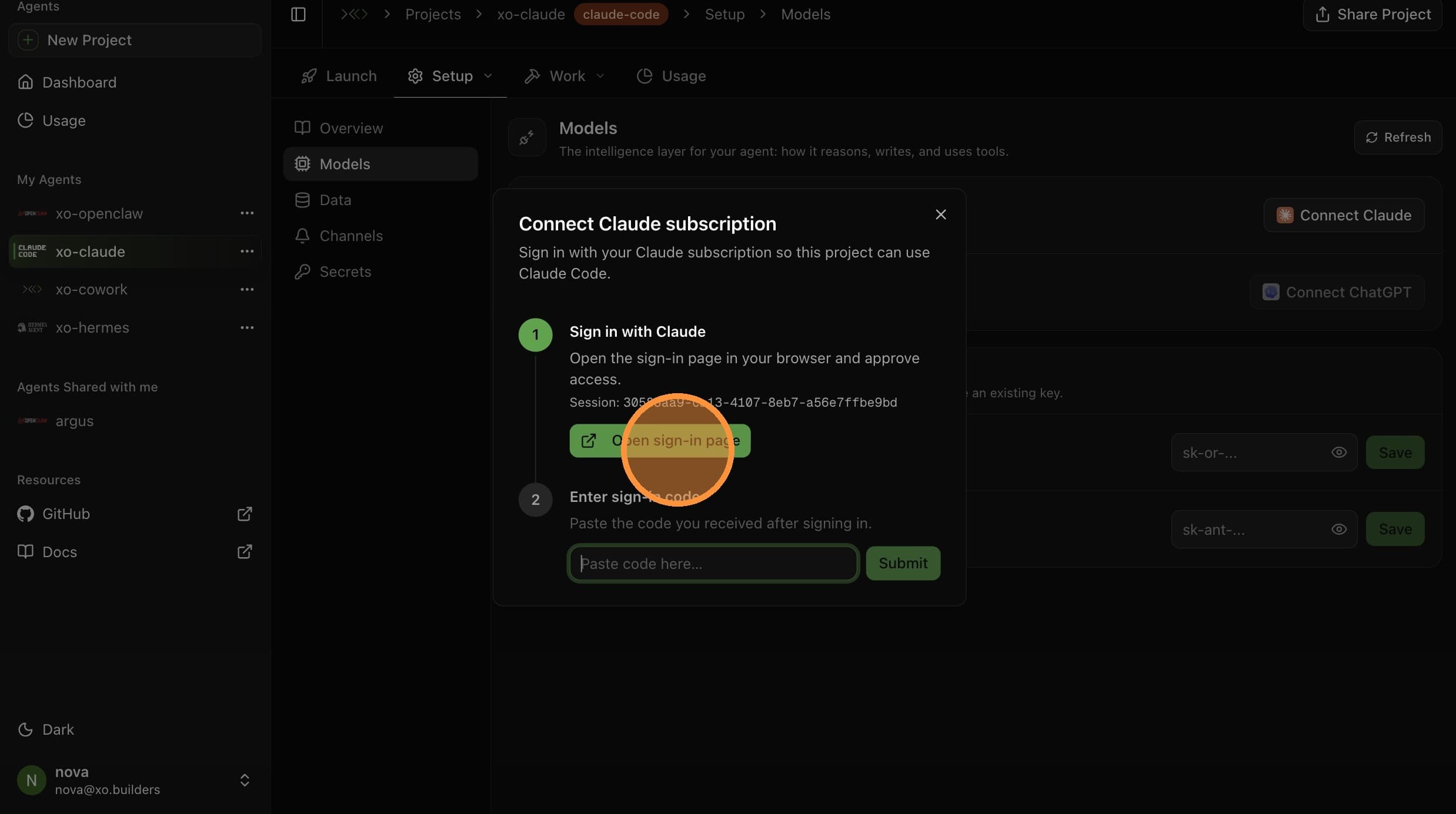 Click Open sign-in page