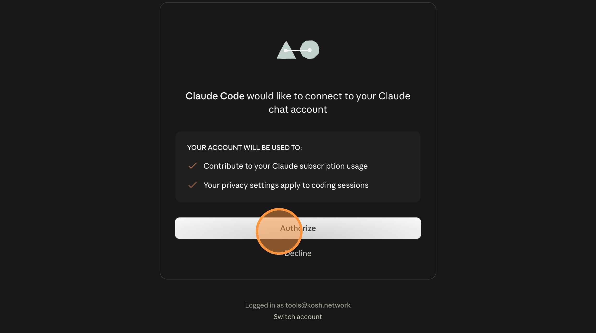 Click Authorize