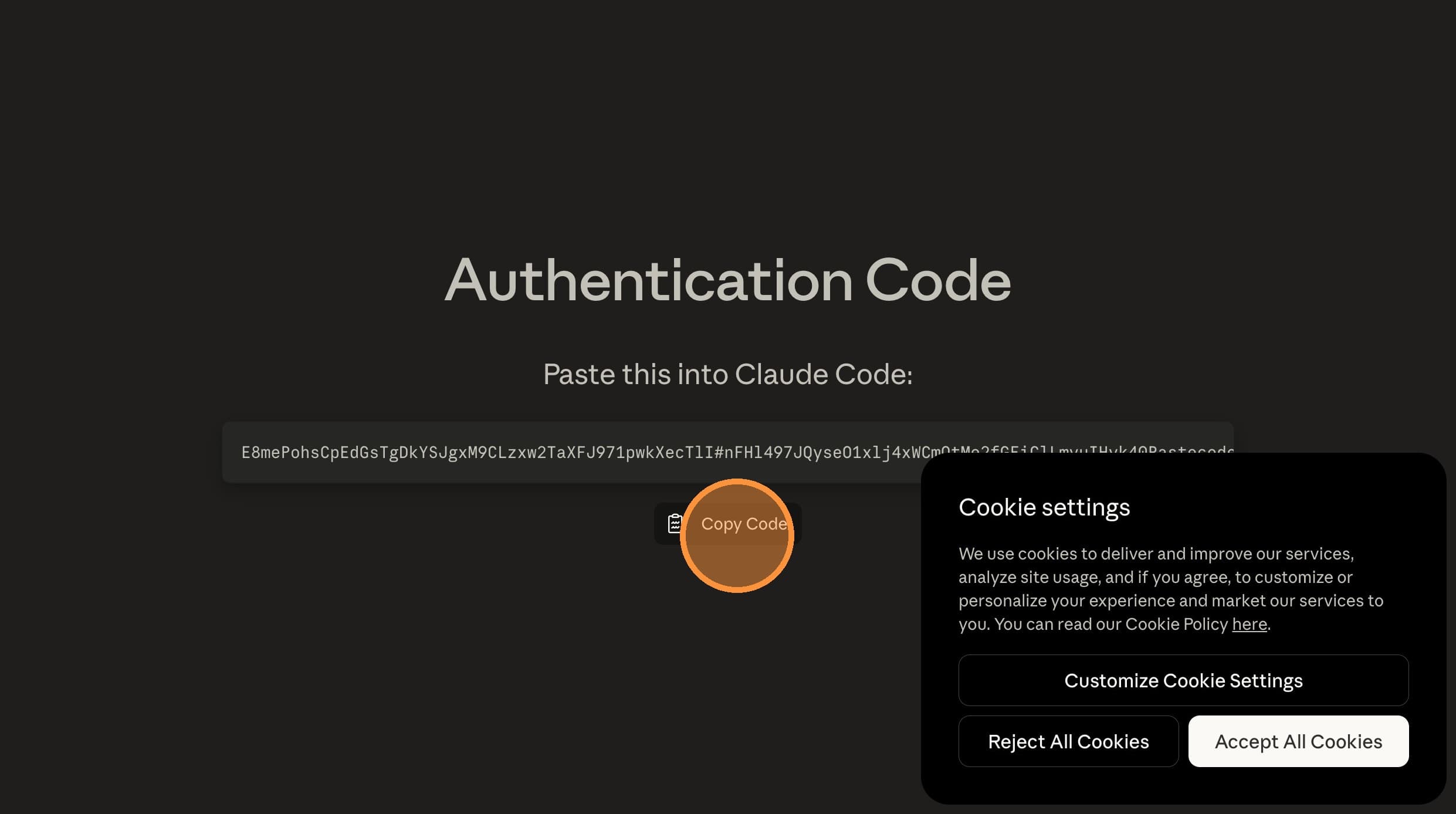 Click Copy Code