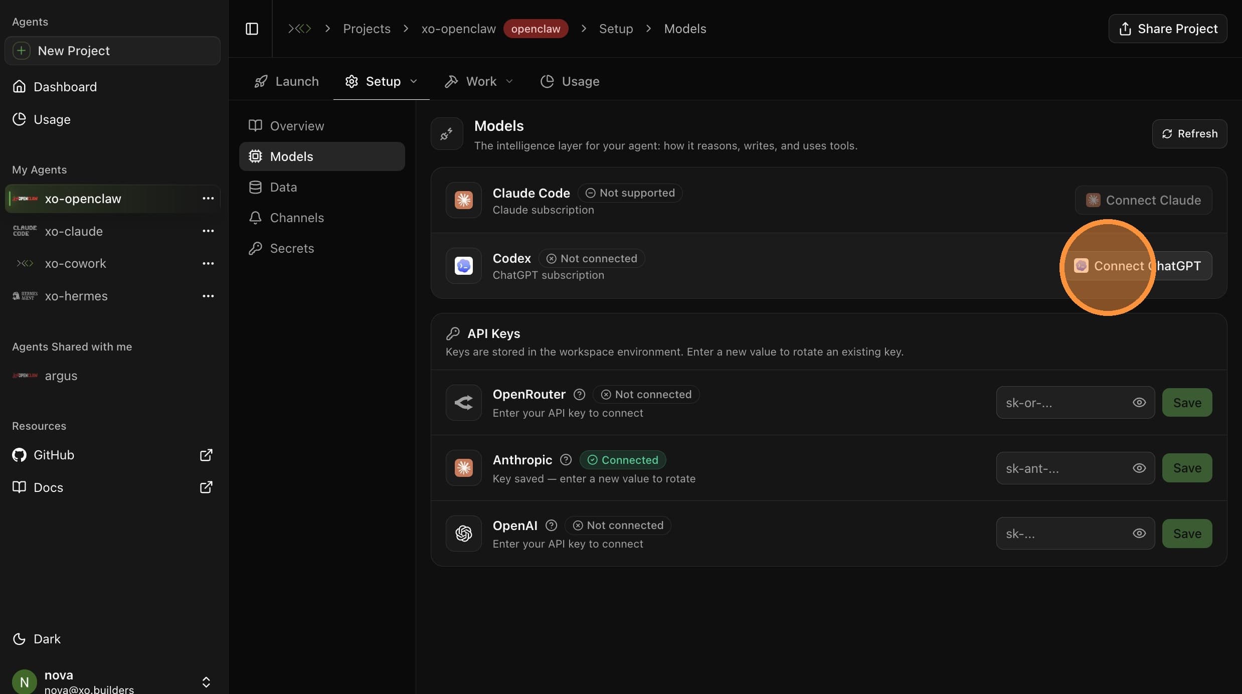Click Connect ChatGPT