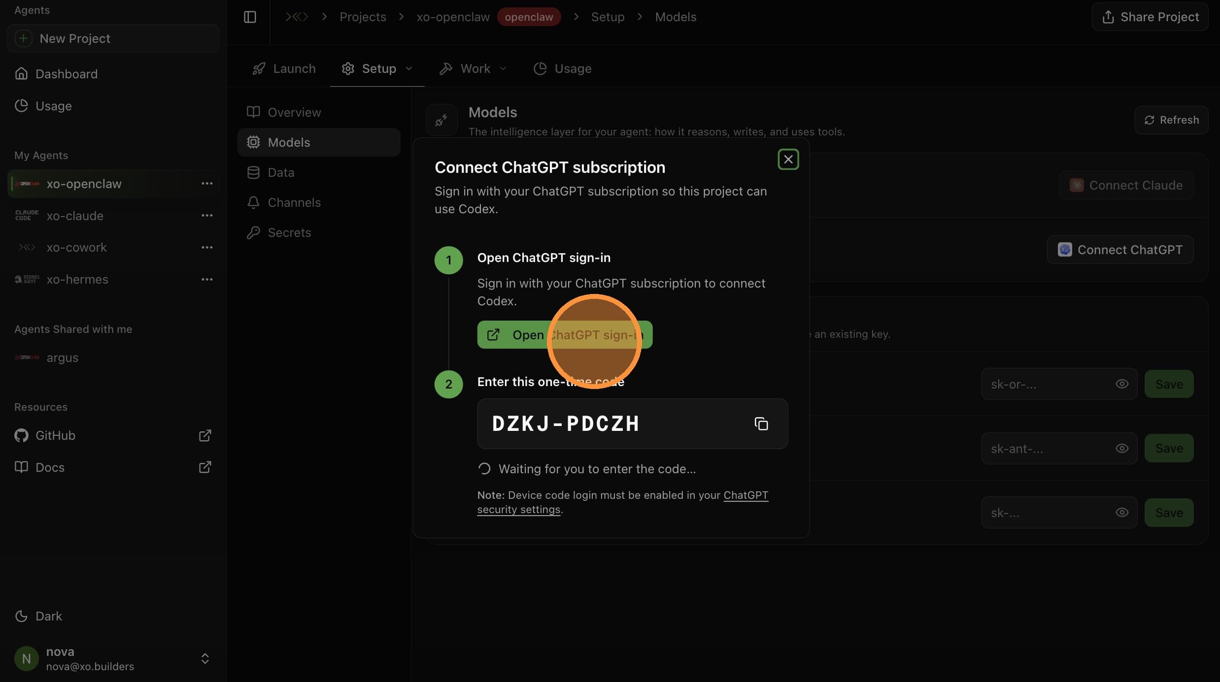 Click Open ChatGPT sign-in