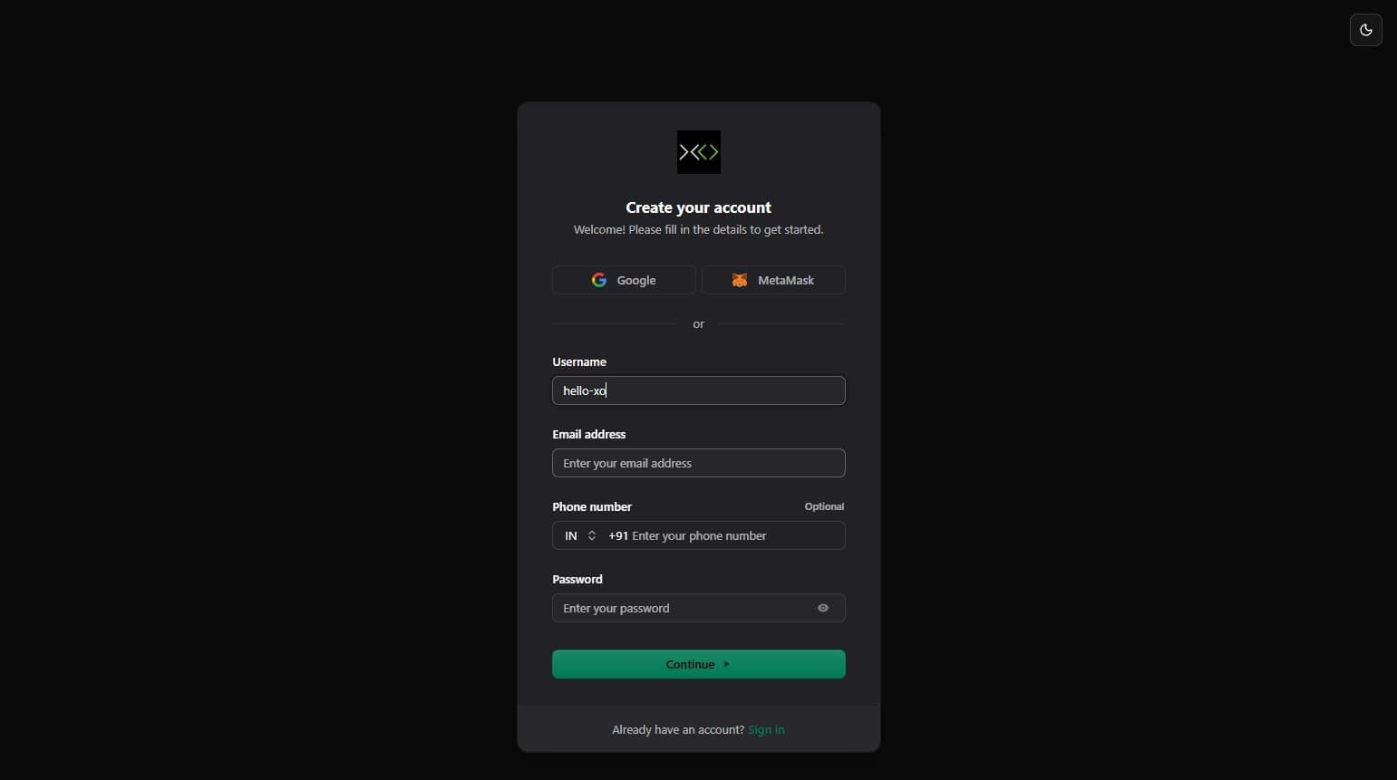 Username format example
