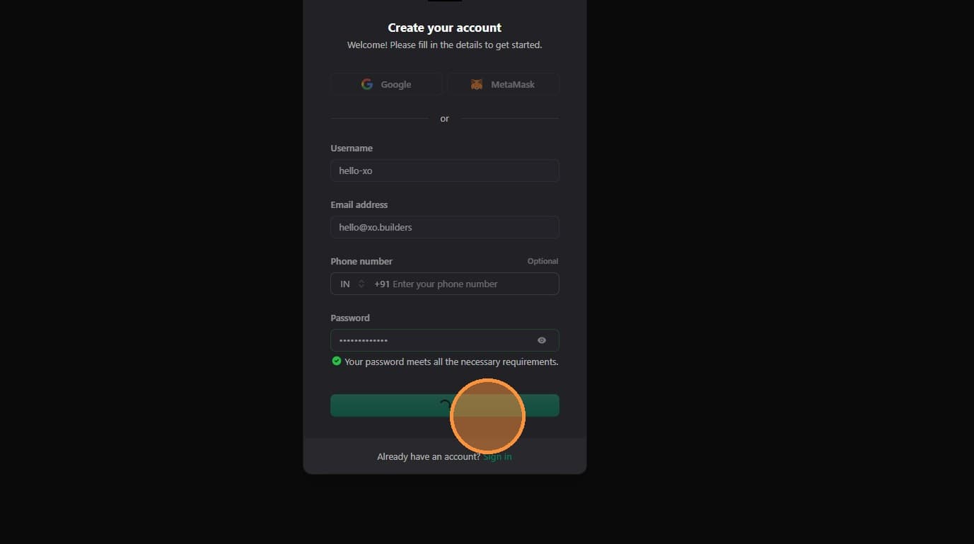 Click Create your account