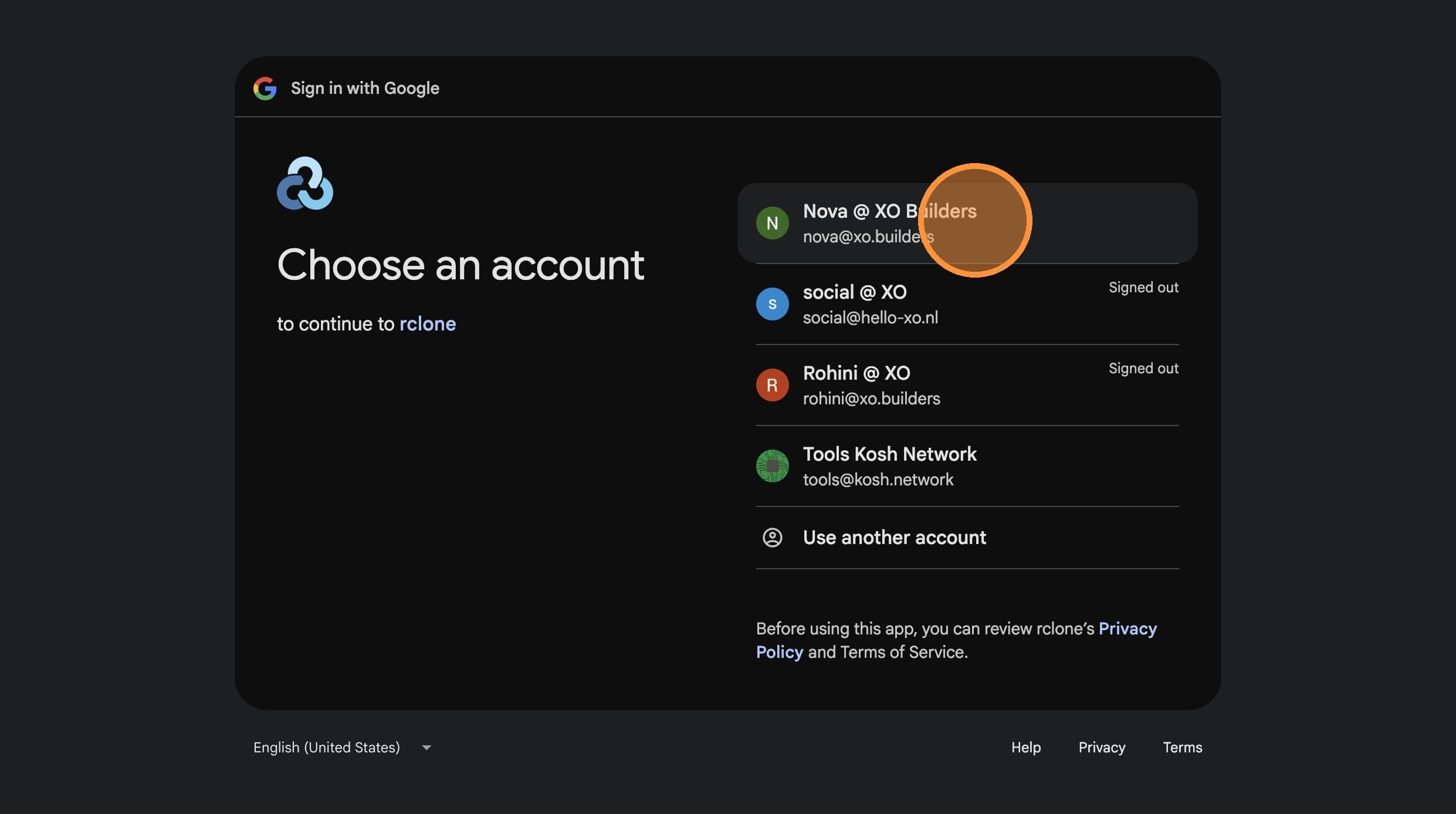 Choose your Google account
