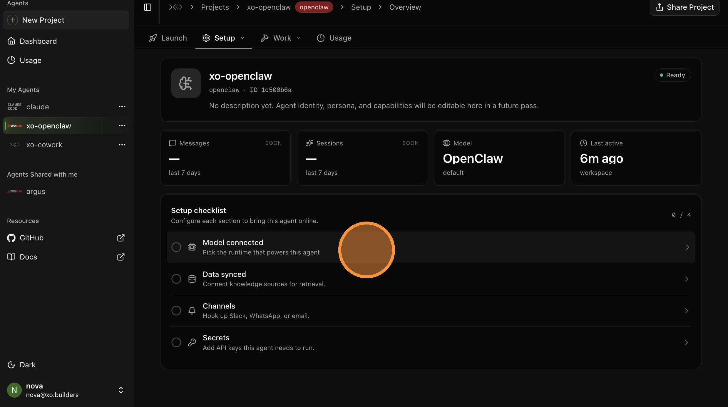 Overview setup checklist