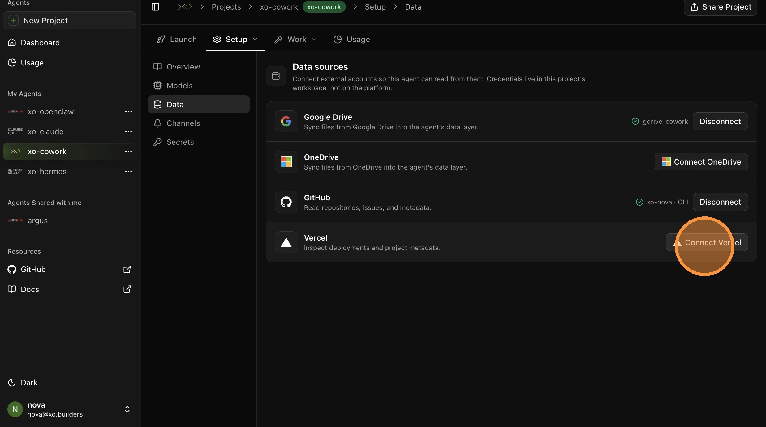 Select OAuth and click Open Vercel