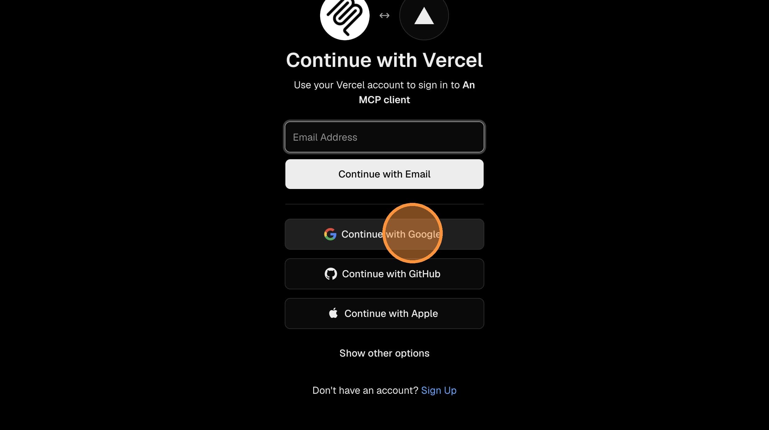 Click Continue with Google
