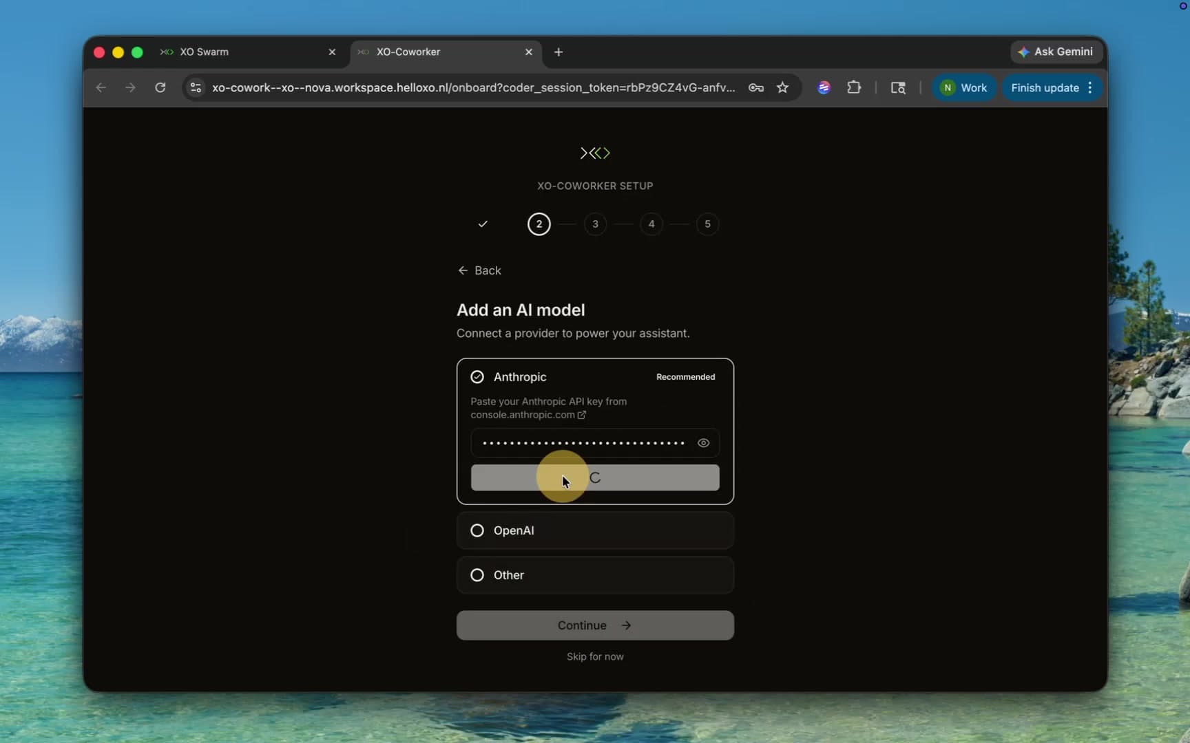 Wizard step 2 — add an AI model