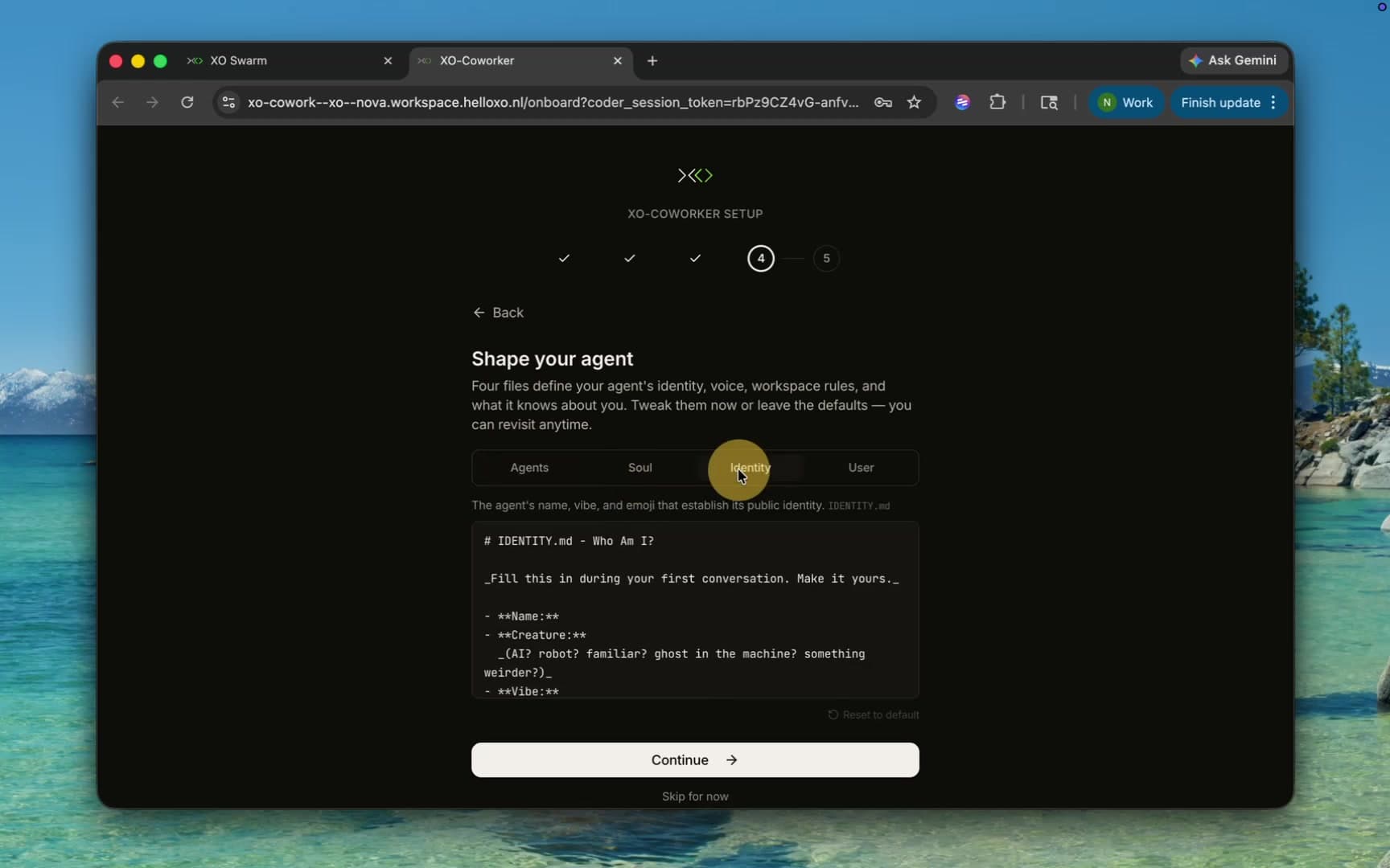 Wizard step 4 — shape your agent