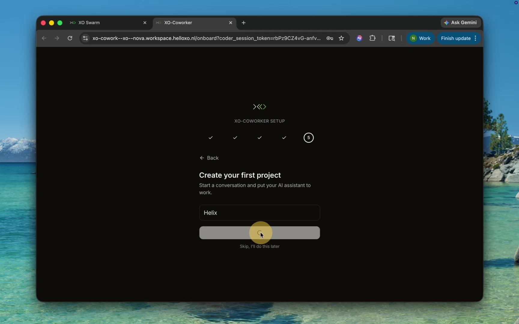 Wizard step 5 — create your first project
