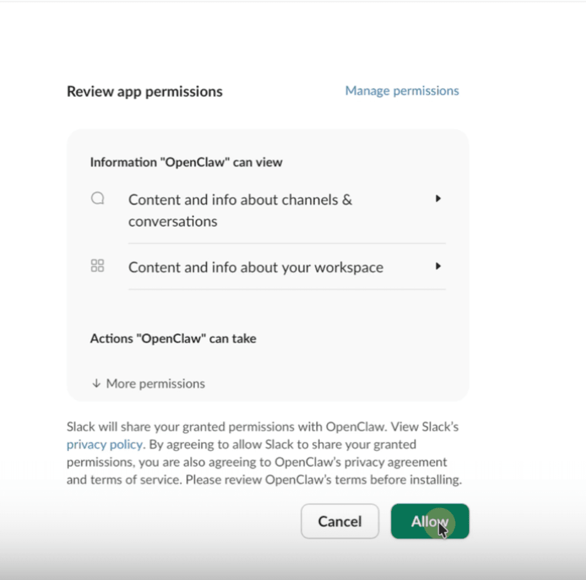 Approve permissions