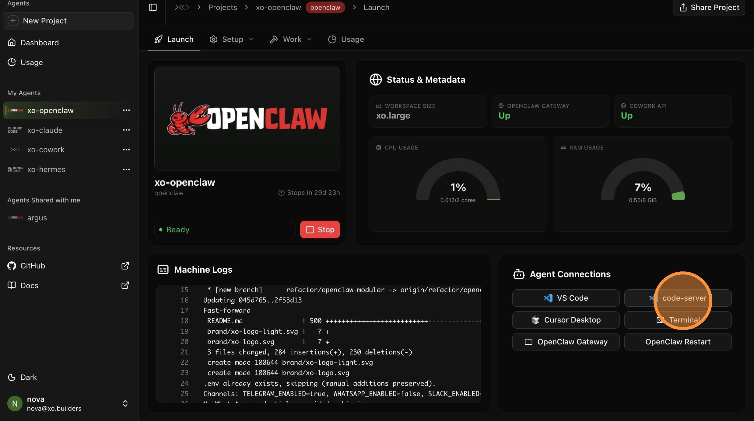 Click code-server