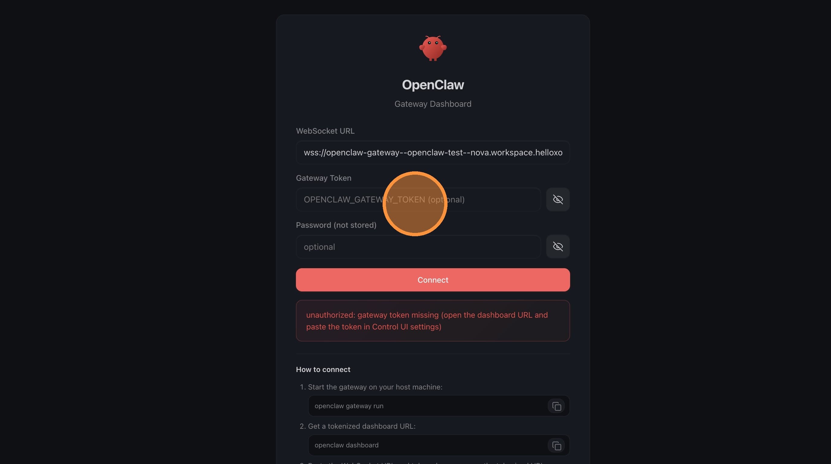 Gateway Token field