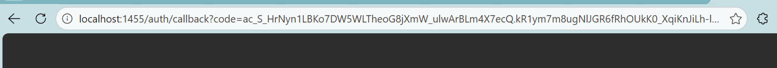 Copy the localhost redirect URI from the address bar