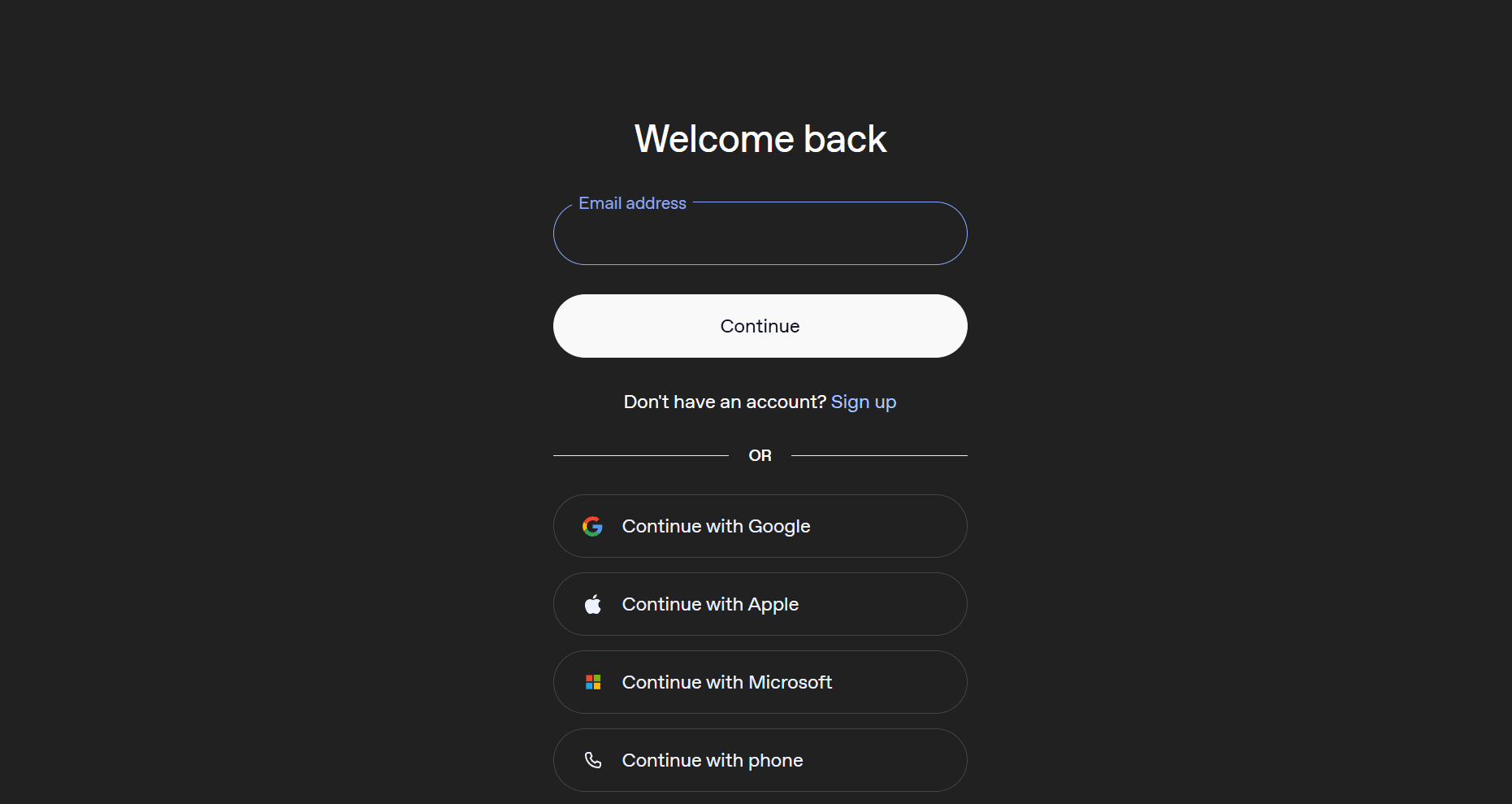 OpenAI sign-in page