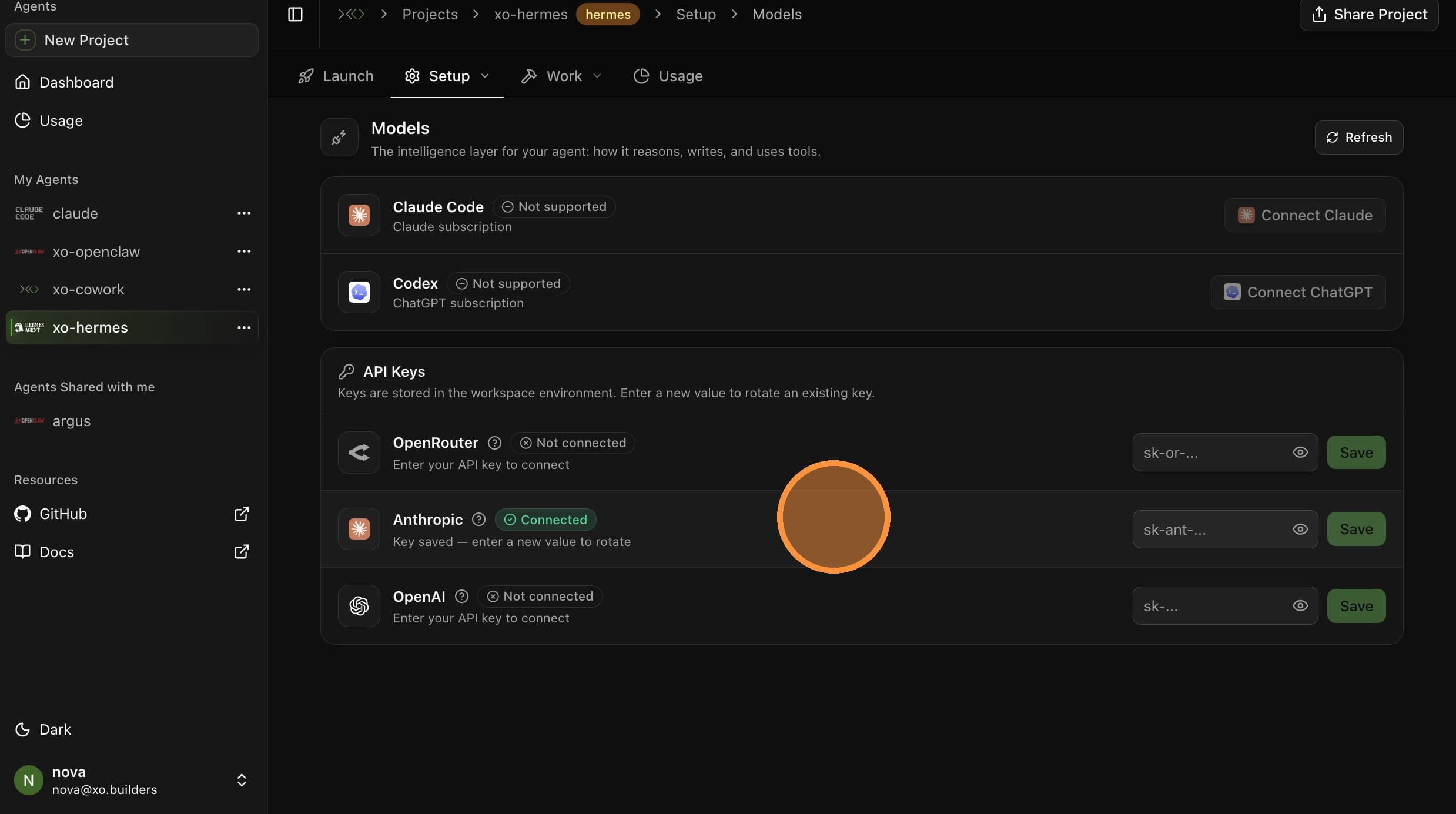 Connect Anthropic and verify API key