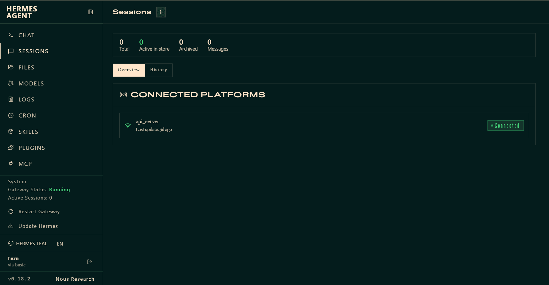 Hermes Agent dashboard