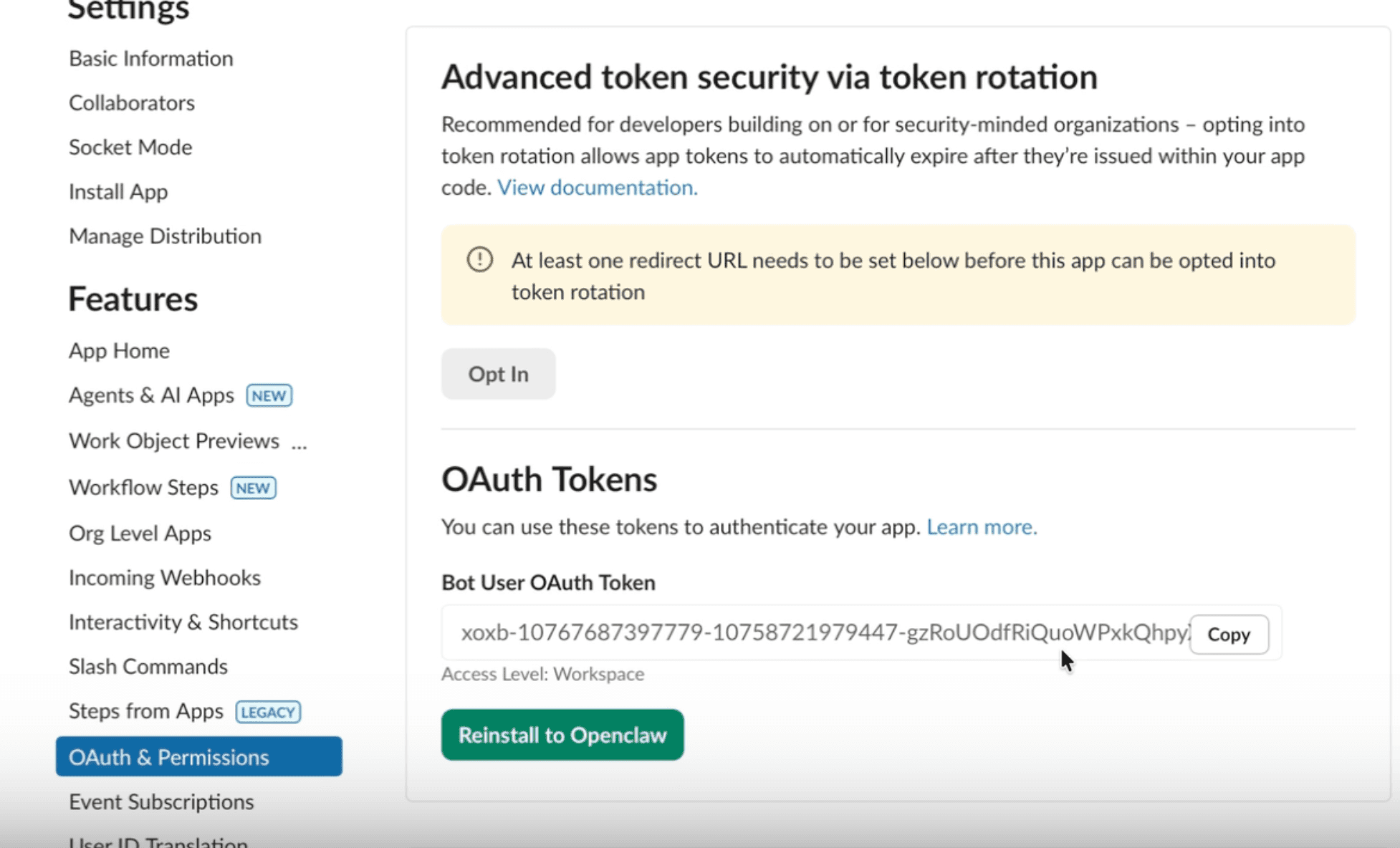 Bot User OAuth Token