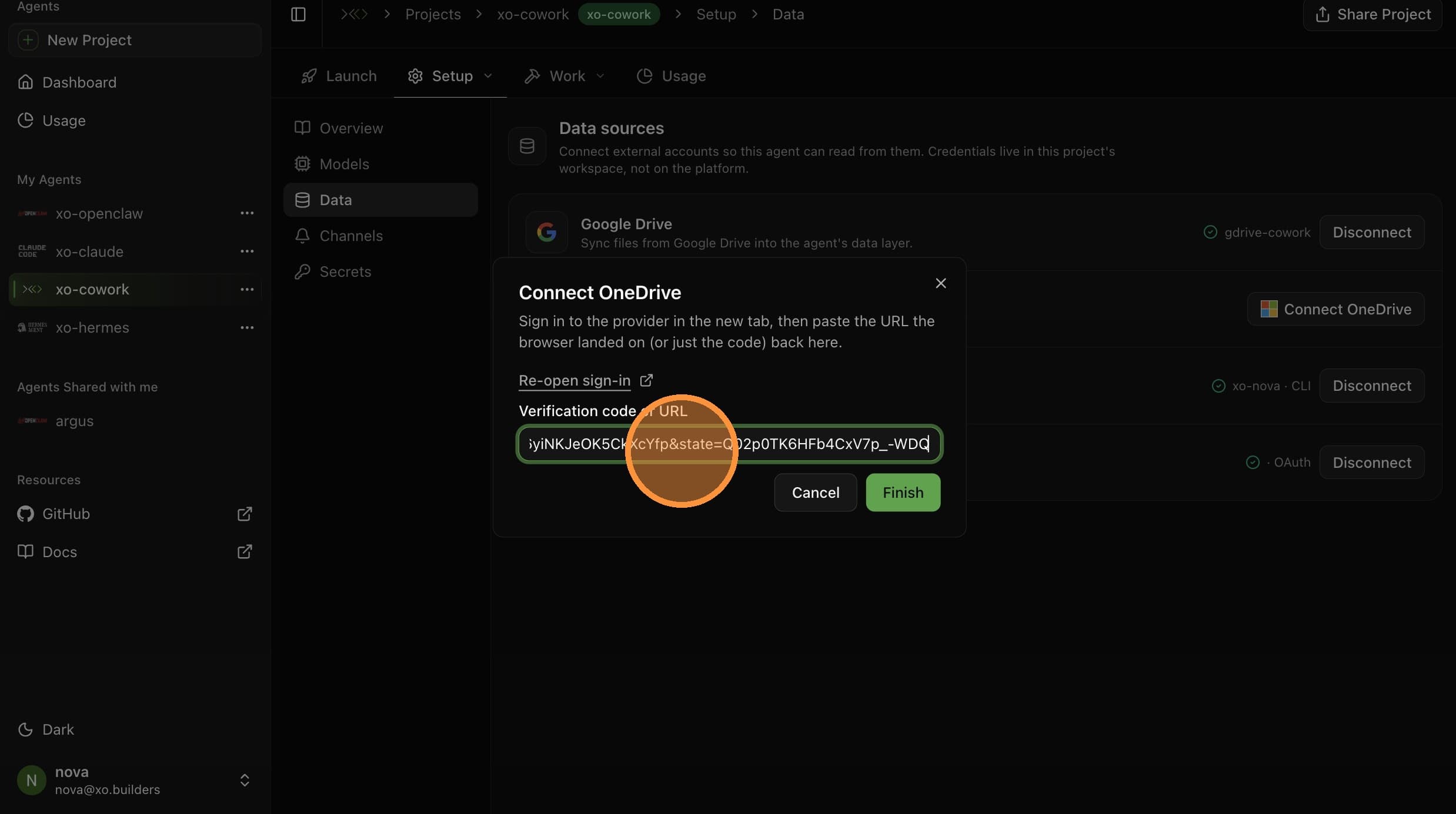 Paste the verification code
