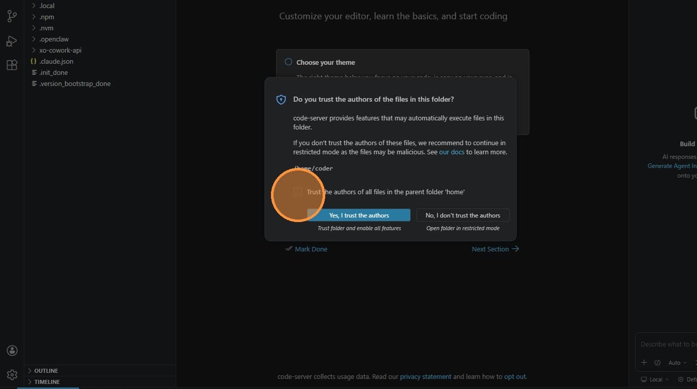 Check trust checkbox
