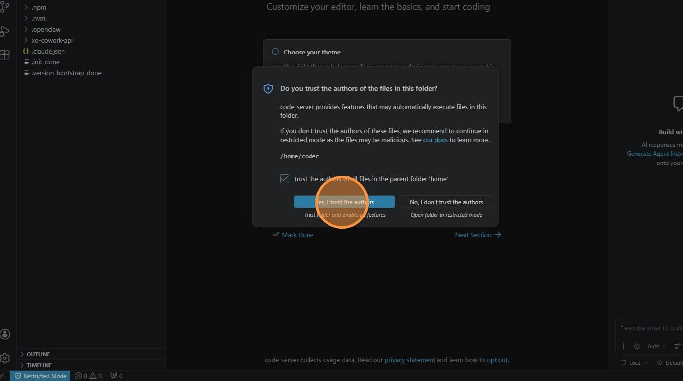 Click Yes, I trust the authors