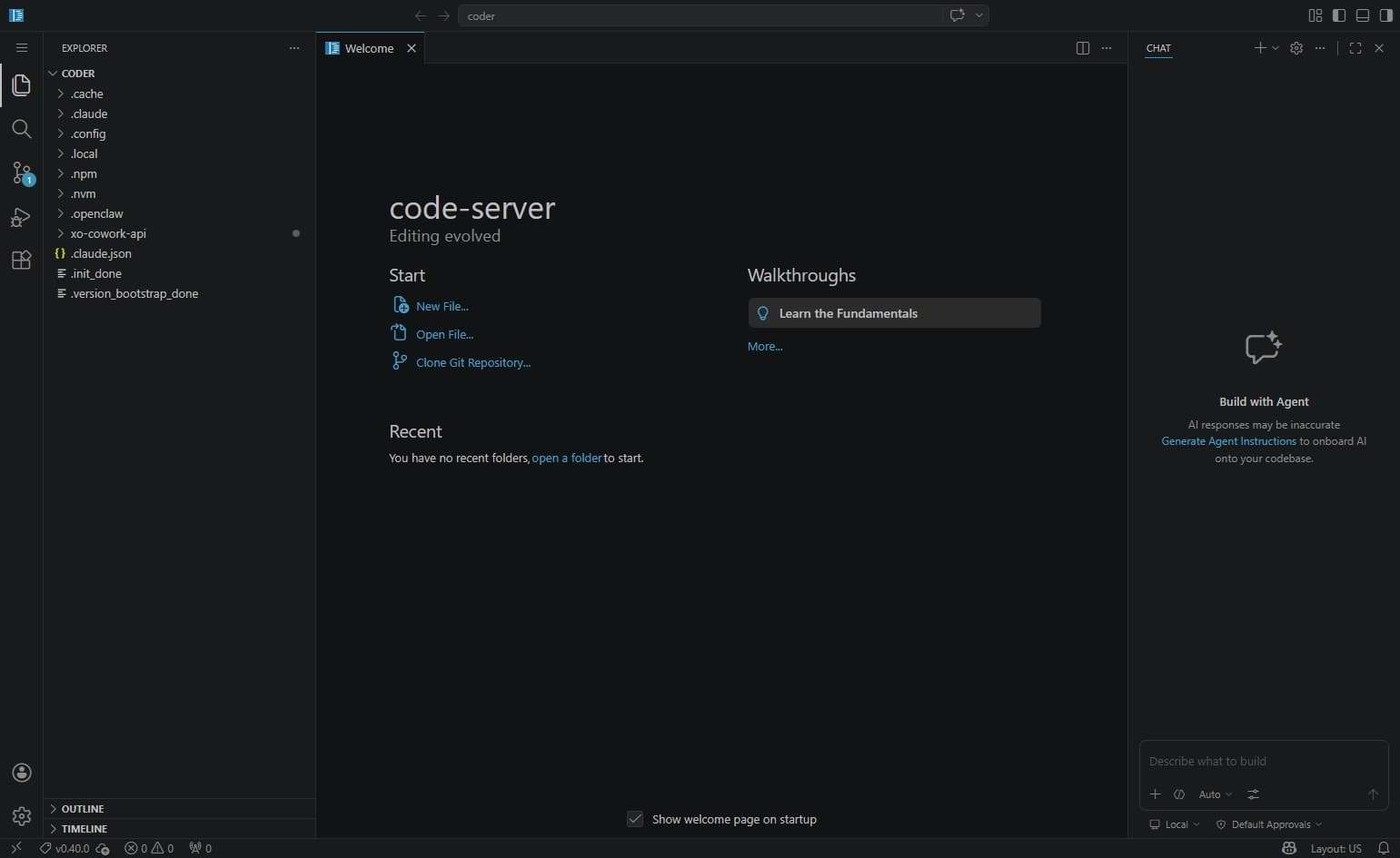 Terminal opened via keyboard shortcut