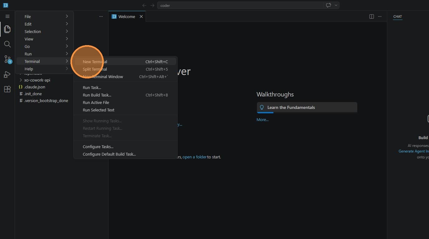 Click New Terminal